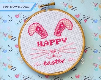 Happy Easter Bunny Counted Cross Stitch Pattern - Etsy
