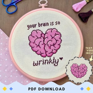 Wrinkly Brain - kruissteekpatroon nerdy Valentines Love