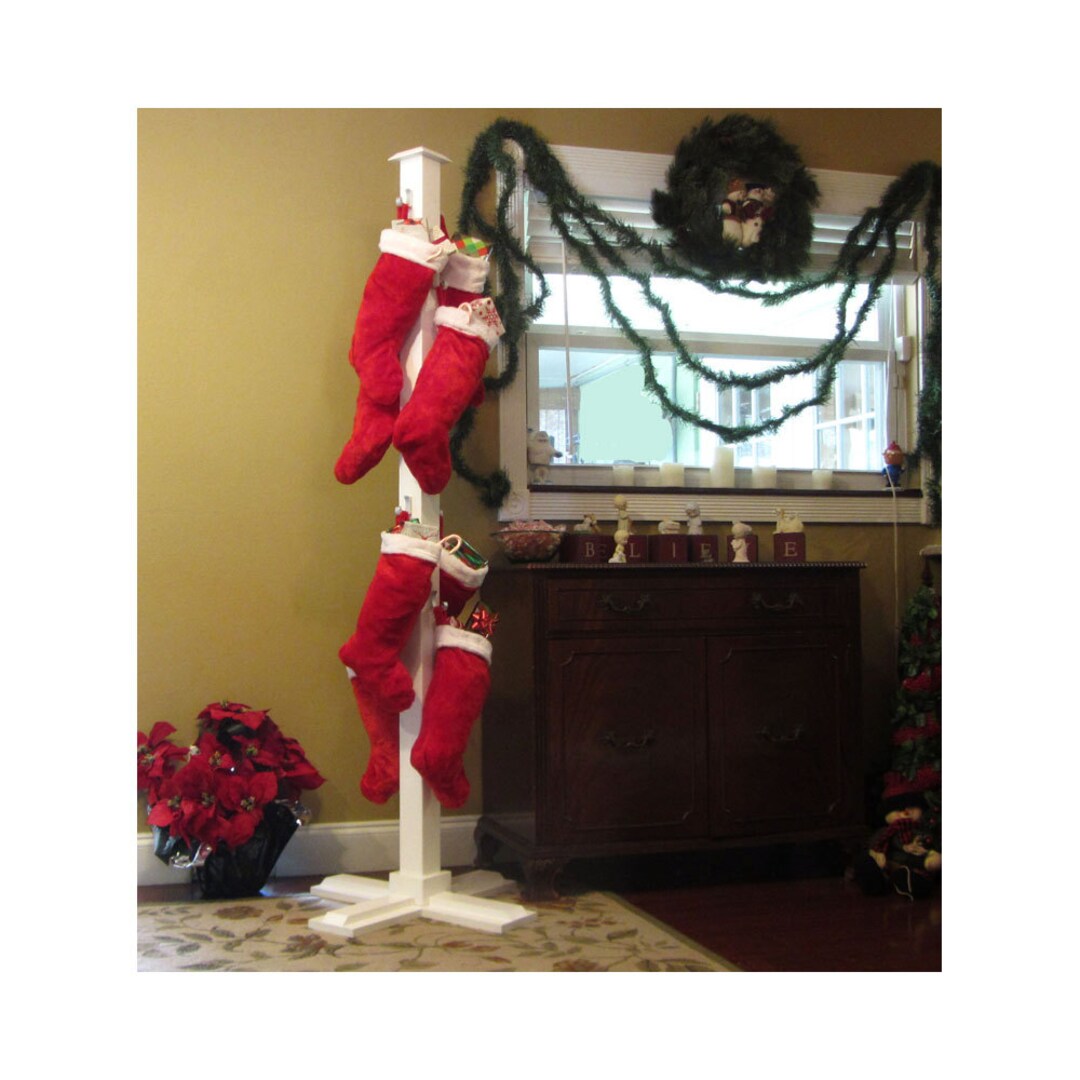 Christmas Stocking Pole Stand Holder white Etsy