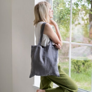 Linen shopper bag tote / Mothers day gift / market bag / beach bag / handbags / OEKO-TEX® / Natural linen tote bag with pocket inside