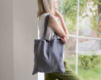 Linen shopper bag tote / Mothers day gift / market bag / beach bag / handbags / OEKO-TEX® / Natural linen tote bag with pocket inside