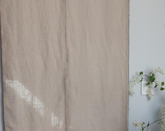 Noren de puerta japonés / Cortinas de lino natural para puerta / Persianas de lino natural / Panel de lino con bolsillo para varilla / Cortinas de lino para el hogar