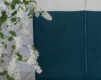 Persianas de lino natural / Paneles de lino con bolsillo para varilla / Cortinas japonesas para puertas / Cortinas Noren