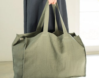 Minimalist Eco Bag / Custom Orders Available / Linen Tote Bag With Pocket Inside /  Beach&Travel Bag / Grocery Bag / Bridesmaid Beach Bag