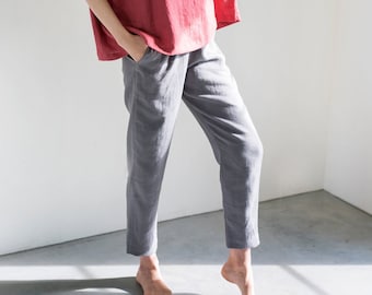 Tapered linen pants RONDA / Slim linen pants / Linen trousers / Classic linen pants / Washed linen pants / Soft linen pants / Loose pants