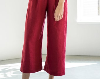 Vente d'échantillons ! / Pantalon large en lin / Jupes-culottes en lin / Pantalon en lin biologique doux / Lin écologique / Pantalon baggy / Pantalon en lin lavé