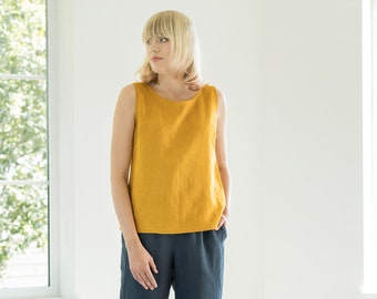 Linen top ORIJA / 22 Colors / Linen tank top / Linen blouse / Linen shirt / Simple linen tee / Linen clothing