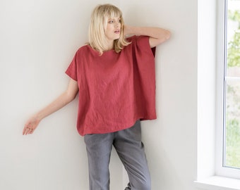 Square linen top VERONA / Square linen top / women's clothing / linen shirt / available in various colors / loose top