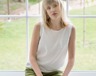 Linen top ORIJA / Linen tank top / Linen blouse / Linen top / Women's clothing / Soft linen clothing / Simple linen top