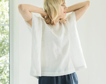 Linen basic shirt VERONA / square linen top / basic linen blouse / women's clothing / linen top / Personalized Gift for Mother's Day