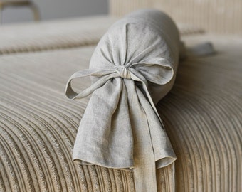 Bolster cover with ties / OEKO-TEX certified natural washed linen / Bolster cushion slipcover / Available in various colors and sizes!