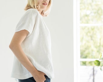 Basic linen blouse VERONA / square linen top / linen top / available in various colors /  women's clothing