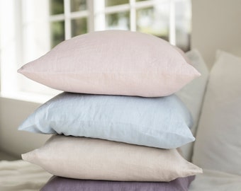 Two 20 x 26" linen pillow covers / Available in multiple colors / Linen cushion covers / 20 x 26" pillowcases set / Washed natural linen