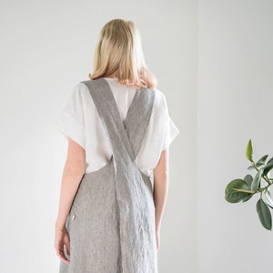 Cross-back washed linen apron BASIL / Japanese apron / Mother's Day personalized gift image 2