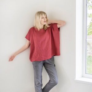 Square linen top VERONA / Square linen top / women's clothing / linen shirt / available in various colors / loose top image 1