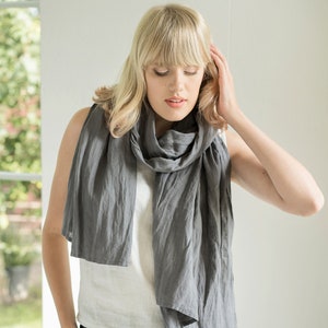 Natural soft linen scarf / 24 colors / women scarf / men scarf / linen shawl / handmade / long linen scarf / women&#39;s clothes