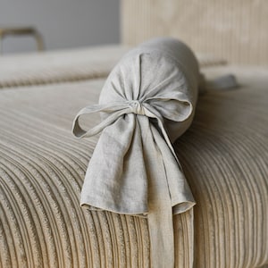 Bolster cover with ties / OEKO-TEX certified natural washed linen / Bolster cushion slipcover / Available in various colors and sizes image 1