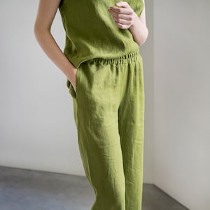 Linen pants IDRO / Washed linen pants / Soft linen pants / Classic linen pants / With elastic waistband / Washed women linen trousers