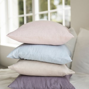 Two 20 x 26 linen pillow covers / Available in multiple colors / Linen cushion covers / 20 x 26 pillowcases set / Washed natural linen image 1