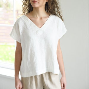 Linnen top ODENSE / Dameskleding / Linnen basisblouse / Linnen overhemd / Linnen zomerkleding / Verkrijgbaar in verschillende kleuren