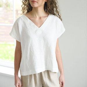 Linen top ODENSE / Women's clothing / Basic linen blouse / Linen shirt / Linen summer clothes / Available in various colors image 1