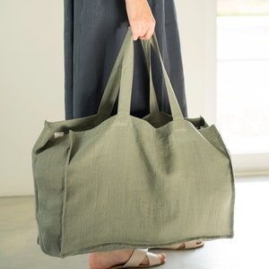 Minimalist Eco Bag / Custom Orders Available / Linen Tote Bag With Pocket Inside /  Beach&Travel Bag / Grocery Bag / Bridesmaid Beach Bag