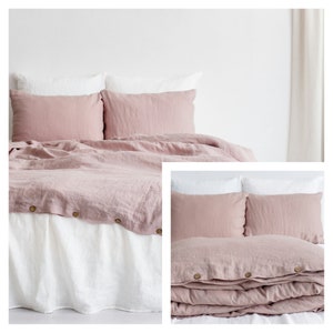 Linen bedding SET / Linen duvet cover set with 2 pillowcases / Washed linen bed set / King & Queen duvet sizes / Boho bedding