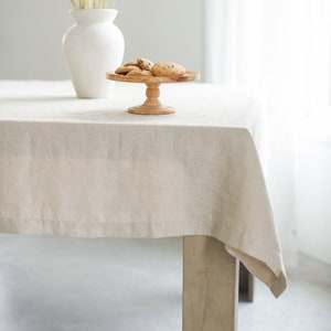 Natural linen tablecloth / Handmade linen tablecloth / Natural linen / Linen tablecloths / OEKO-TEX® linen / Farmhouse table decor image 1