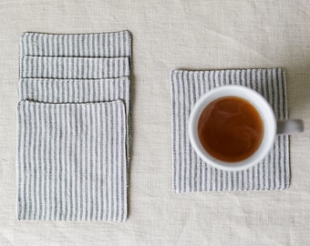 Set of 4, 6, 8 Washed Linen Coasters / Coaster for Drinks / Soft Natural Organic Linen / Tea Coasters