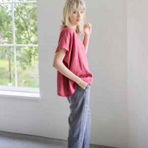 Tapered washed linen pants RONDA / Linen trousers / Classic linen pants / Washed linen pants / Loose pants image 2