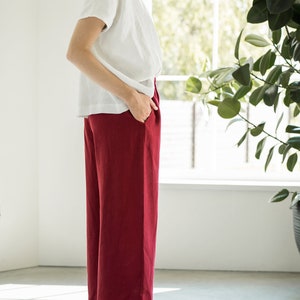 Linen culottes REIMS / Soft linen pants / Washed linen pants / With elastic waistband / Linen trousers / Wide linen pants image 3