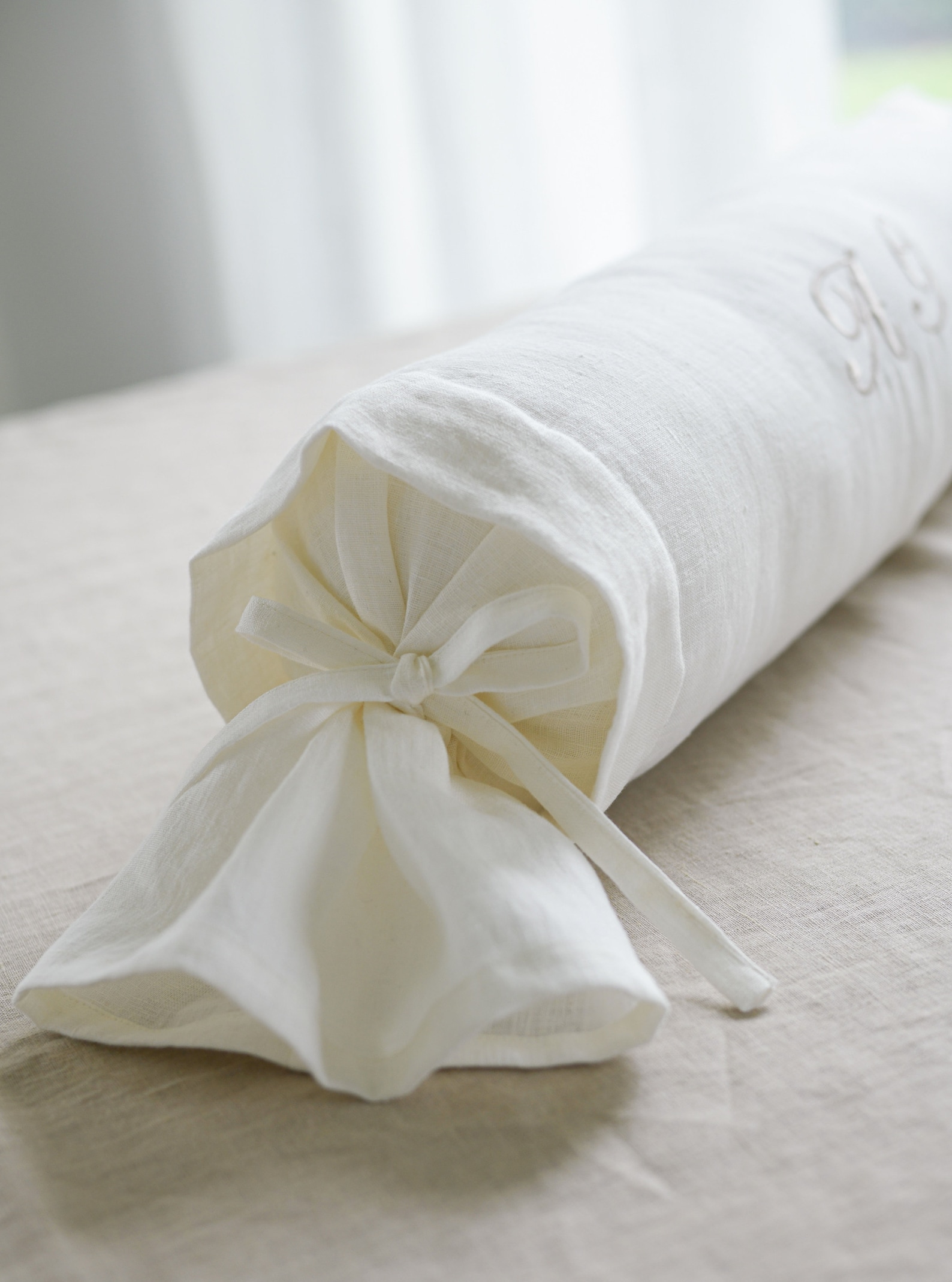 Embroidered Linen Bolster Pillow Cover / Pure Linen Candy Etsy