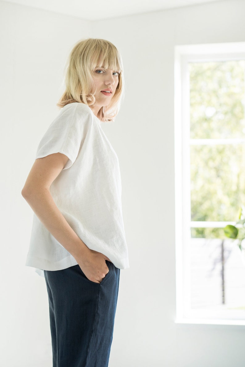 Basic linen blouse VERONA / square linen top / linen top / available in various colors / women's clothing image 1