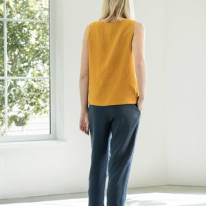 Linen blouse ORIJA / In round neck / Swing linen tank top / Linen tank top / Linen top / Simple linen top image 3