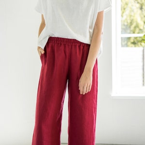 Weiche Leinen Haremshose REIMS / Mit Gummibund / Weite Leinen Hose / Leinen Culottes / Leinen Haremshose