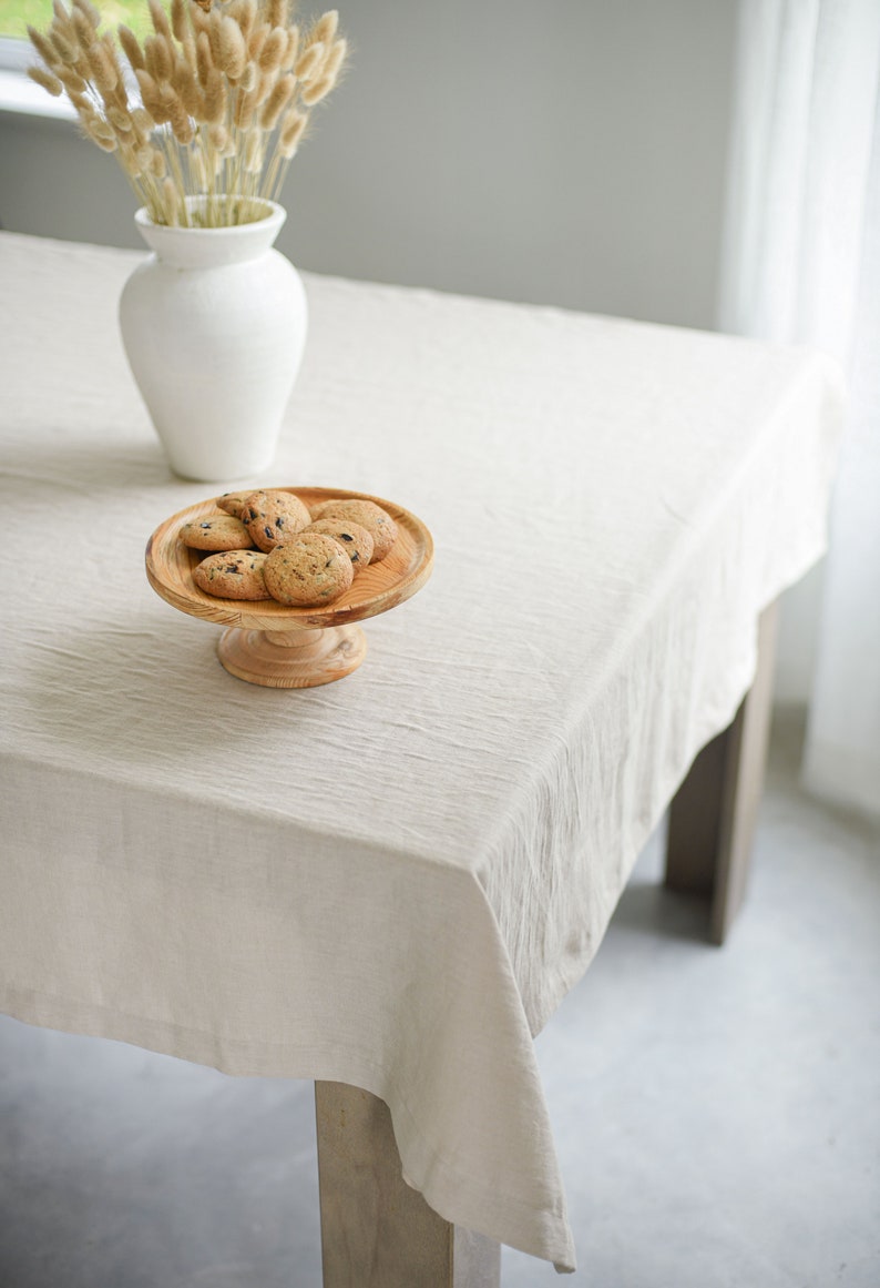 Natural linen tablecloth / Handmade linen tablecloth / Natural linen / Linen tablecloths / OEKO-TEX® linen / Farmhouse table decor image 4