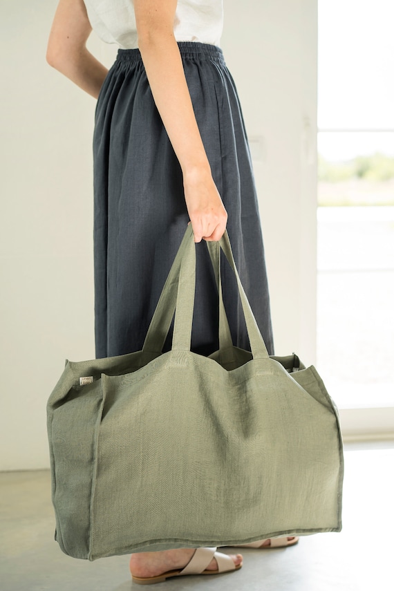 linen beach tote