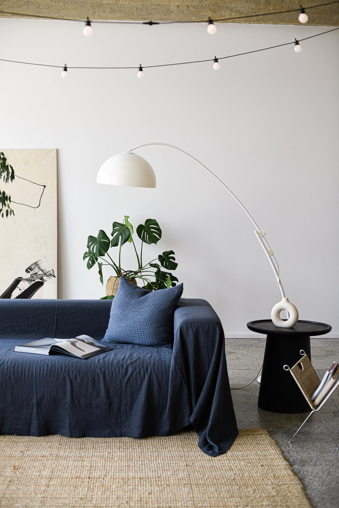 Linen Drop Cloth Sofa Cover / Sectional Couch Cover / Large Linen