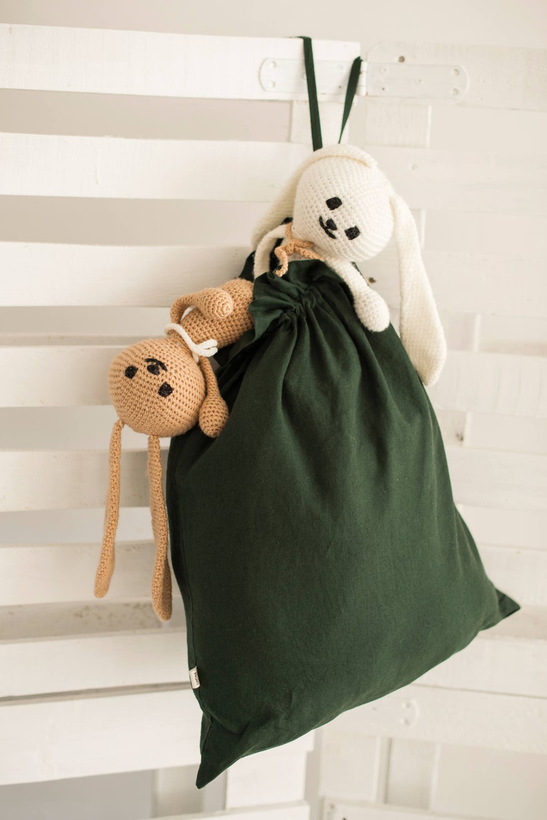 Toys storage bag / Eco-friendly linen / 22 colors / Linen bag / Big linen bag / Bags for kids / Handmade bag / Laundry tote image 1