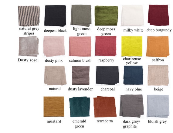 Linen fabric samples / 16 colors softened linen swatches / Washed flax  samples / Linen fabric / Linen colour / Fabric swatches