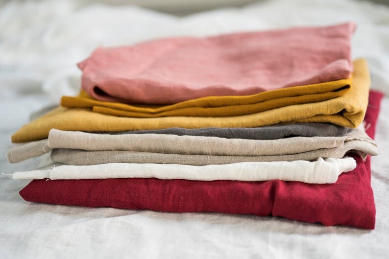 Fabric Scraps Bundle of 67 Colors / Natural Linen Remnants / Etsy