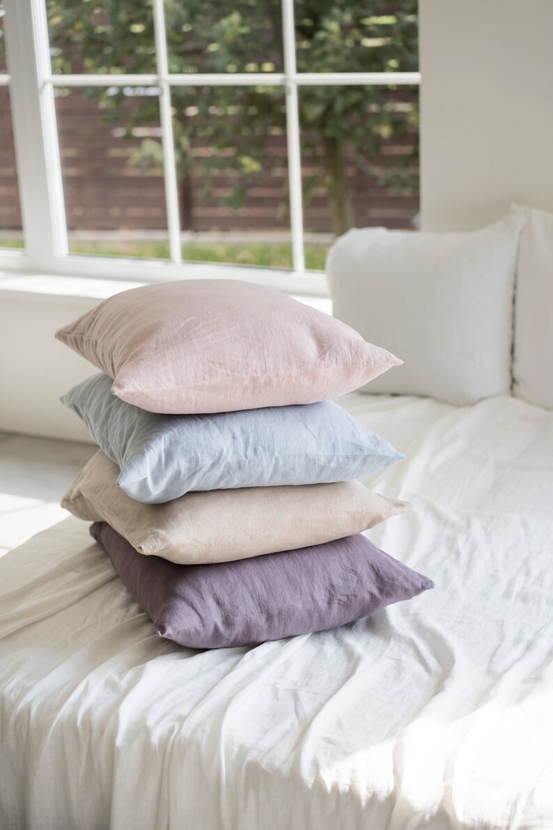 Linen pillow case / Washed linen pillow case / Linen pillow covers / Oeko-Tex certified washed soft linen / Envelope closure pillowcase image 2
