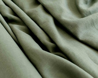 Softened linen fabric by yard / Linen fabric by meter / 100% natural linen/Various colors /  OEKO-TEX® linen / Light moss green linen fabric