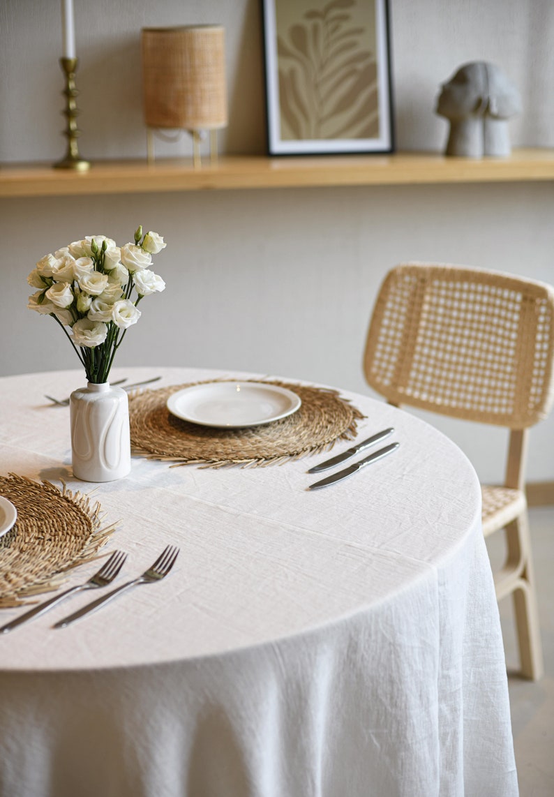 Round linen tablecloth / Washed and softened tablecloth / Natural OEKO-TEX certified linen / Circle tablecloth / Multiple colors available image 5
