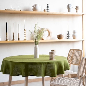 Rond linnen tafelkleed / stonewashed linnen / linnen vlas stof / tafelkleed op maat / grote eettafel / housewarmingcadeau