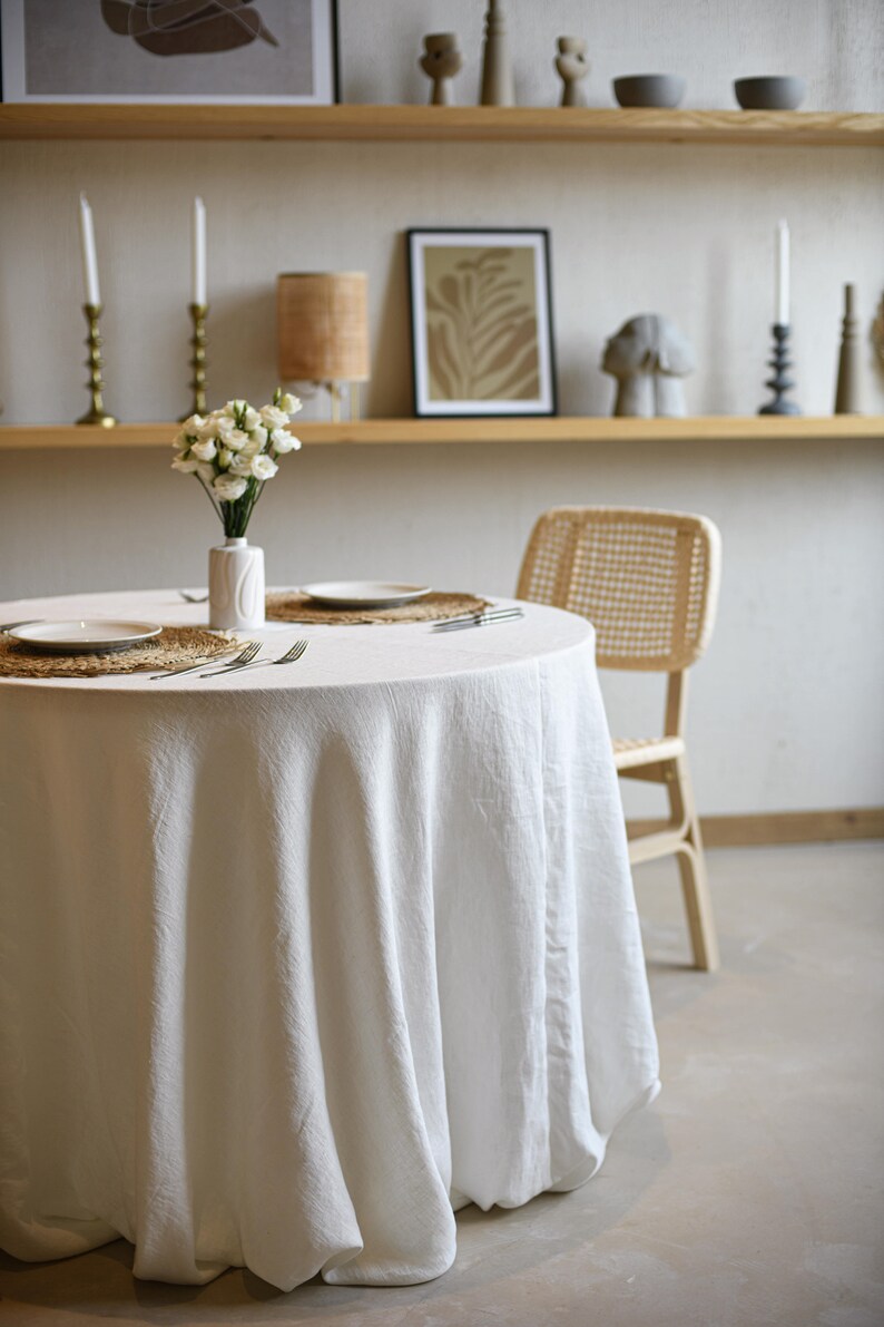 Round linen tablecloth / Washed and softened tablecloth / Natural OEKO-TEX certified linen / Circle tablecloth / Multiple colors available image 7