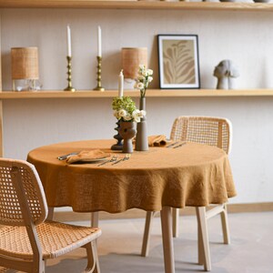 Round linen tablecloth / Washed and softened tablecloth / Natural OEKO-TEX certified linen / Circle tablecloth / Multiple colors available image 3