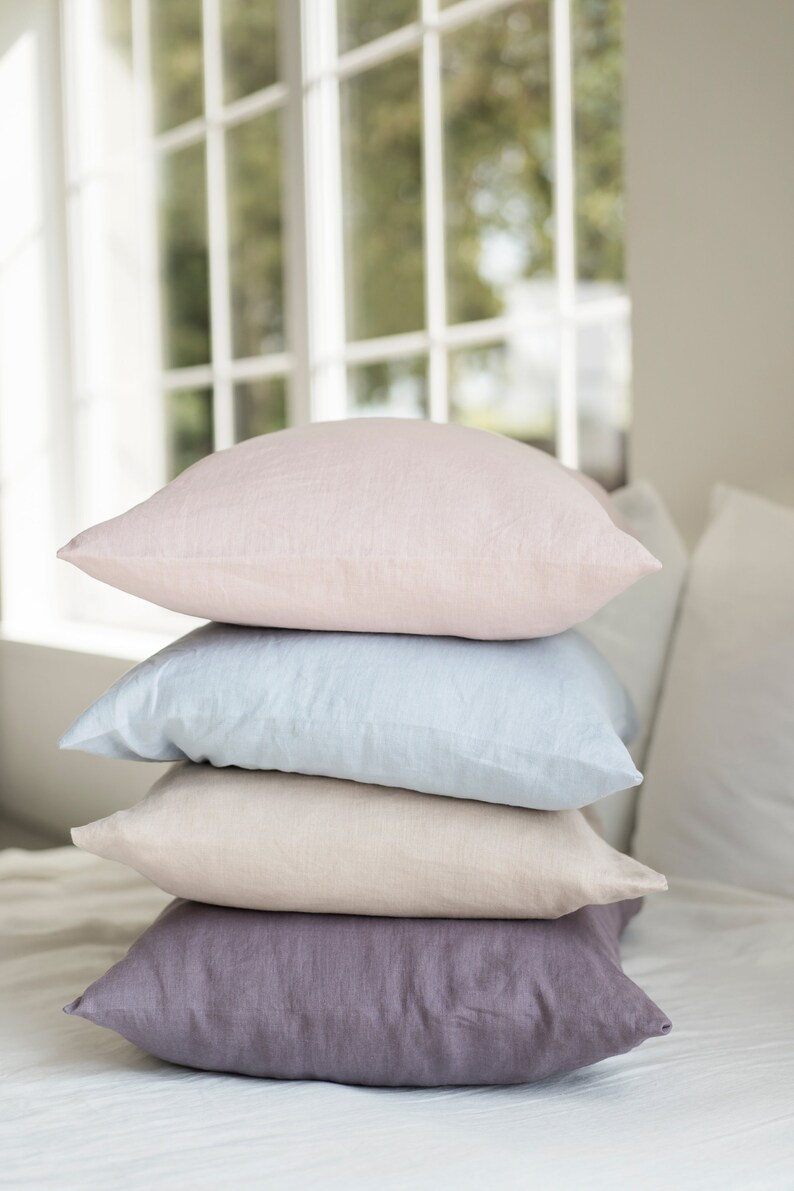 Two 20 x 26 linen pillow covers / Available in multiple colors / Linen cushion covers / 20 x 26 pillowcases set / Washed natural linen image 1