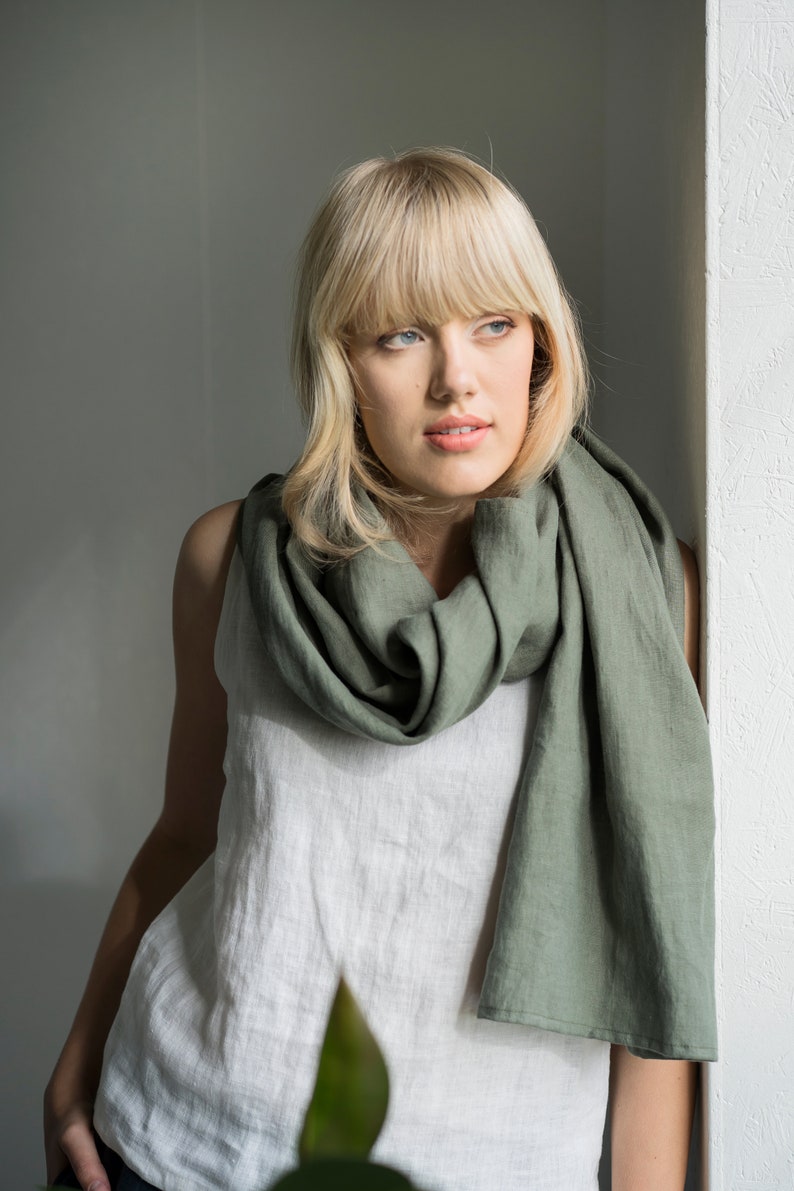 European linen shawl / Scarf for women / Mens scarf / Washed linen scarf / Softened linen scarves image 1