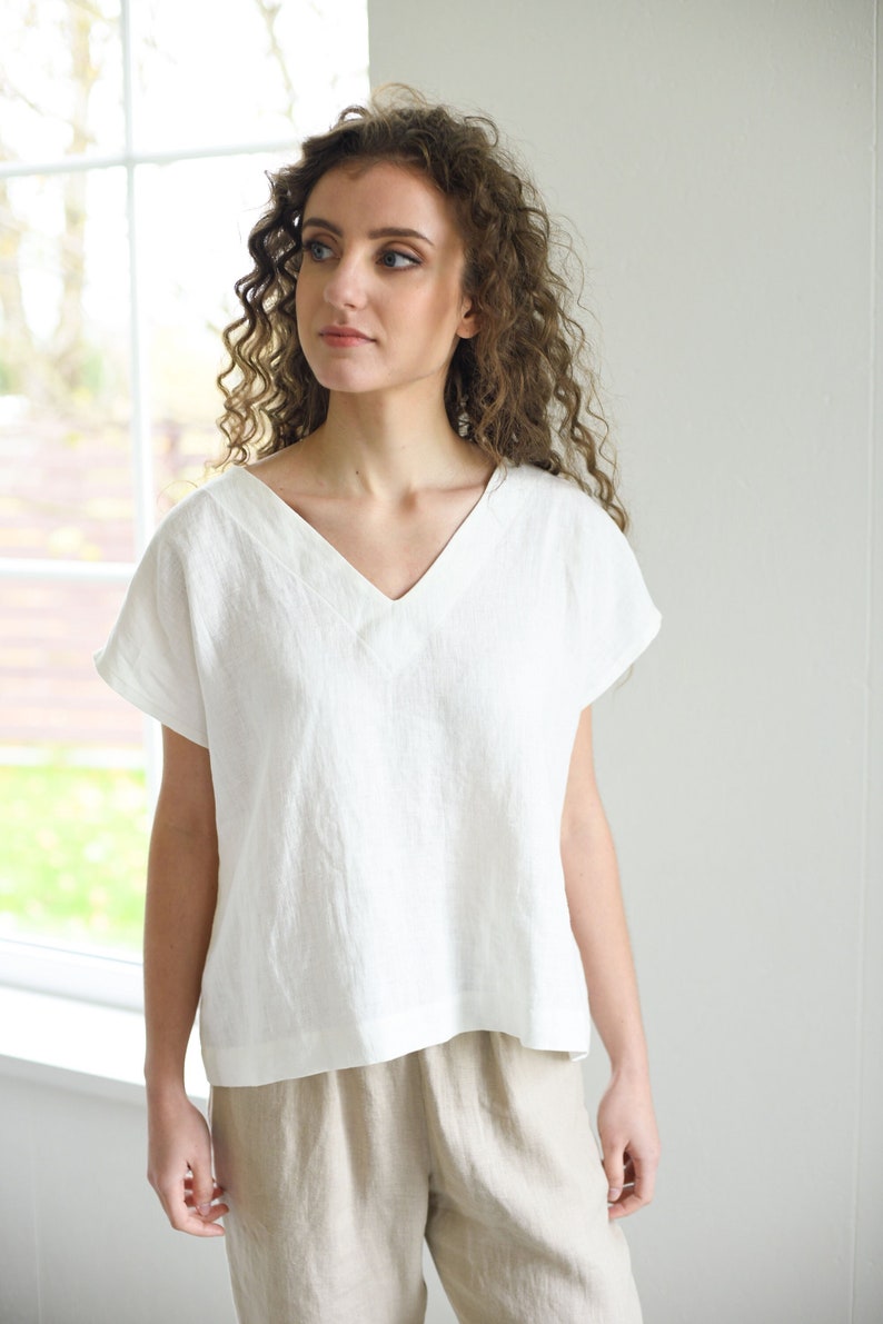 Linen top ODENSE / Women's clothing / Basic linen blouse / Linen shirt / Linen summer clothes / Available in various colors image 1